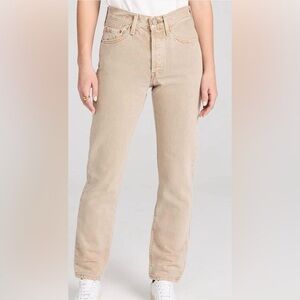 🌸NWT LEVIS 501 STRAIGHT LEG REGULAR FIT BEIGE JEANS SIZE 25x30🌸